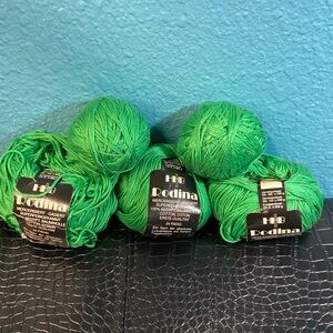 3 NWT + 2 HHB 100% Cotton Rodina Green Yarn Bundle color #100 Lot 2119